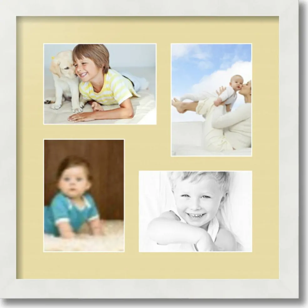 ArtToFrames Collage Photo Picture Frame with 4 - 5x7 inch Openings, Framed in White with Over 62 Mat Color Options and Plexi Glass (CSM-3966-179)