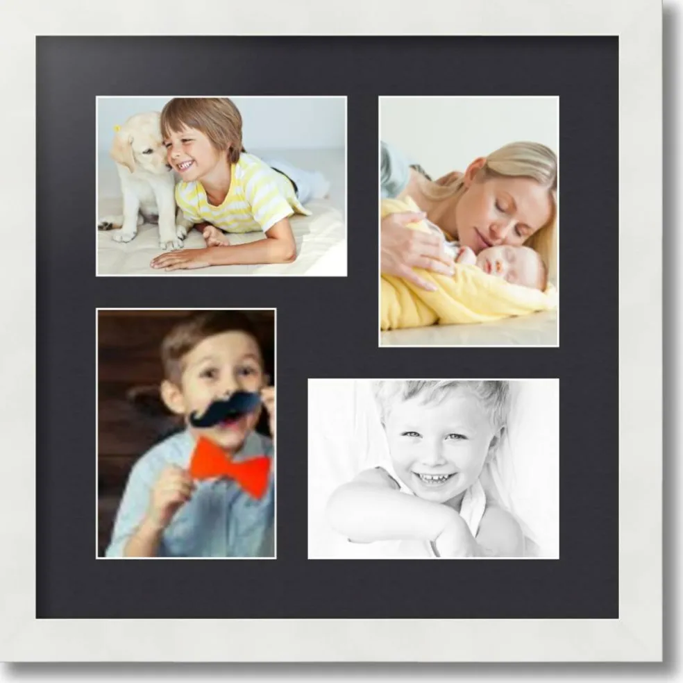 ArtToFrames Collage Photo Picture Frame with 4 - 5x7 inch Openings, Framed in White with Over 62 Mat Color Options and Plexi Glass (CSM-3966-179)
