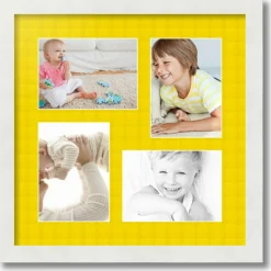 ArtToFrames Collage Photo Picture Frame with 4 - 5x7 inch Openings, Framed in White with Over 62 Mat Color Options and Plexi Glass (CSM-3966-179)
