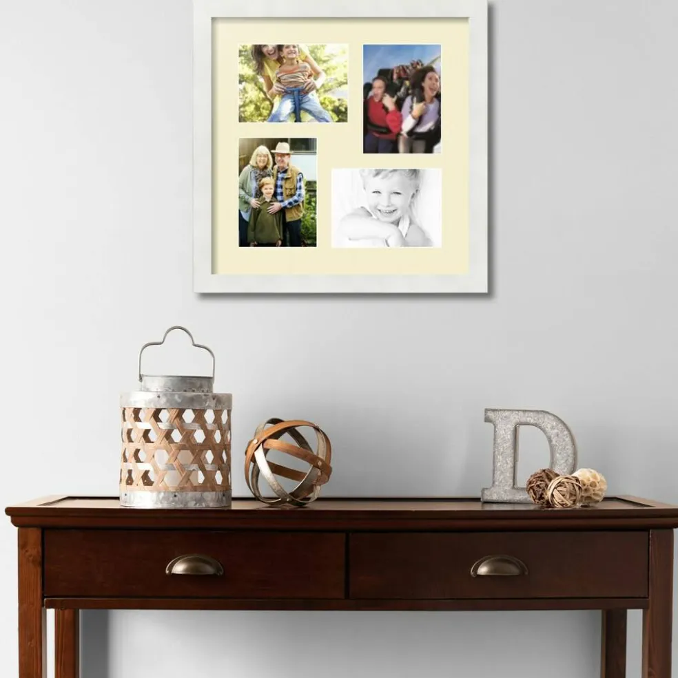 ArtToFrames Collage Photo Picture Frame with 4 - 5x7 inch Openings, Framed in White with Over 62 Mat Color Options and Plexi Glass (CSM-3966-179)