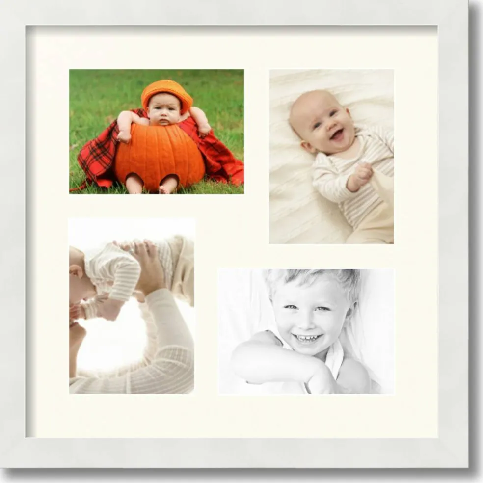 ArtToFrames Collage Photo Picture Frame with 4 - 5x7 inch Openings, Framed in White with Over 62 Mat Color Options and Plexi Glass (CSM-3966-179)