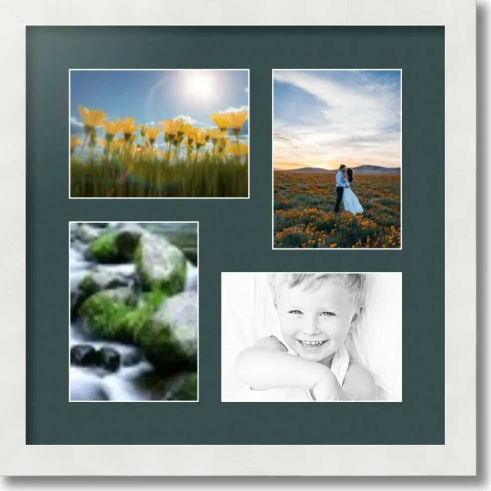 ArtToFrames Collage Photo Picture Frame with 4 - 5x7 inch Openings, Framed in White with Over 62 Mat Color Options and Plexi Glass (CSM-3966-179)