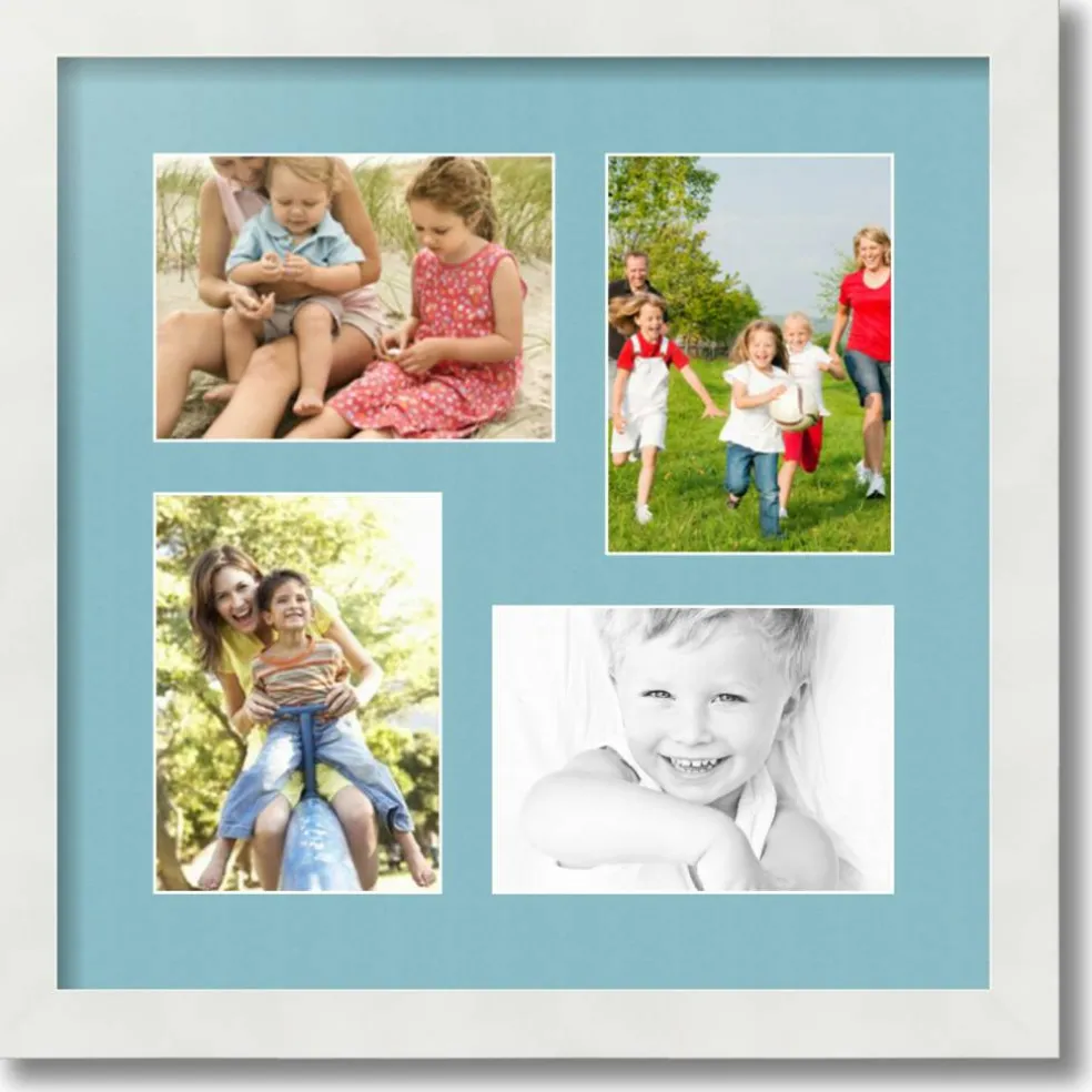 ArtToFrames Collage Photo Picture Frame with 4 - 5x7 inch Openings, Framed in White with Over 62 Mat Color Options and Plexi Glass (CSM-3966-179)