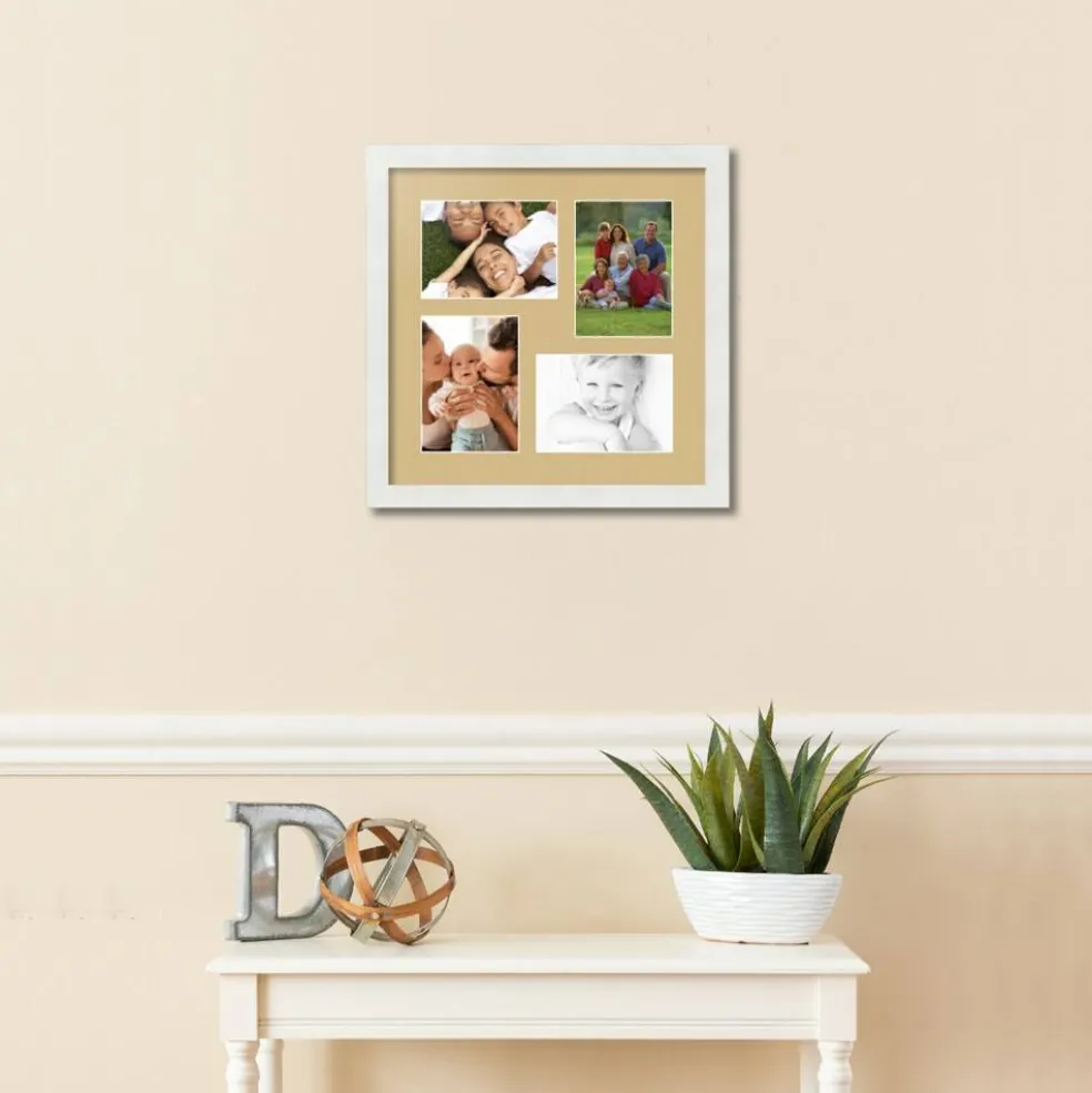 ArtToFrames Collage Photo Picture Frame with 4 - 5x7 inch Openings, Framed in White with Over 62 Mat Color Options and Plexi Glass (CSM-3966-179)