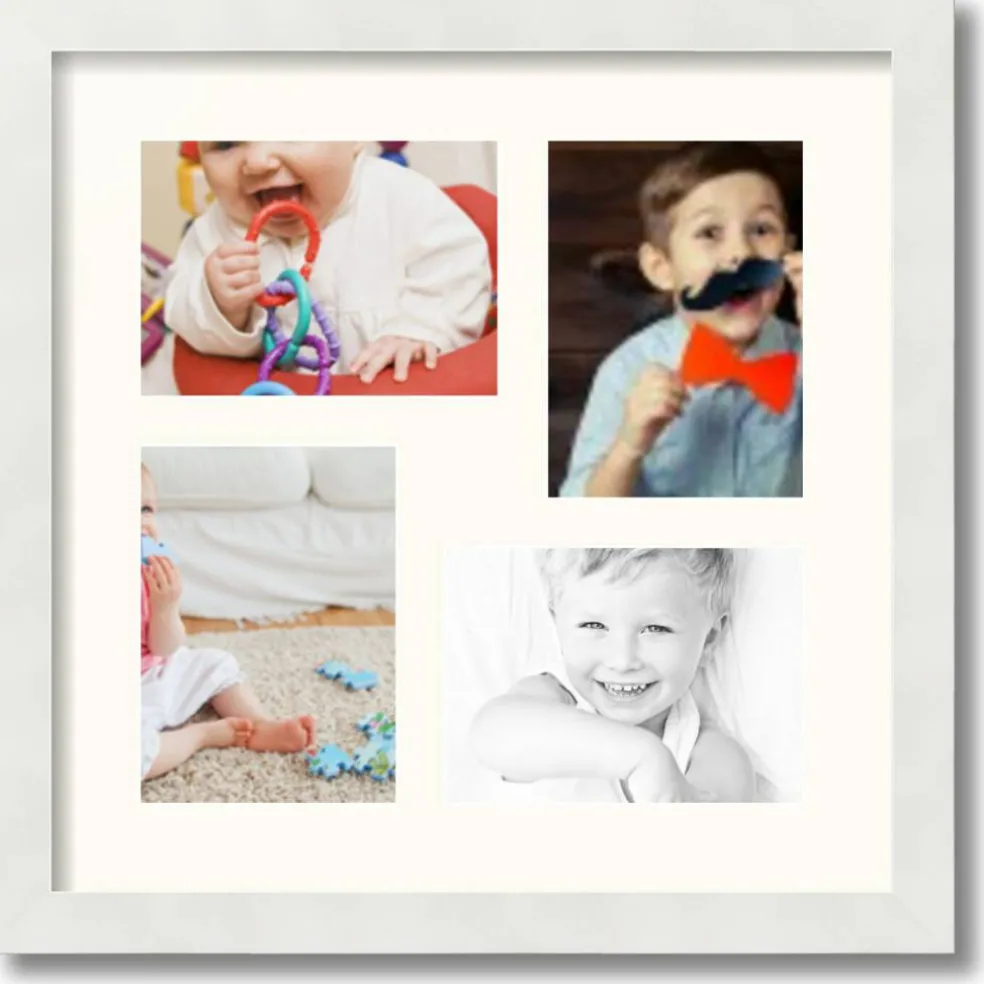 ArtToFrames Collage Photo Picture Frame with 4 - 5x7 inch Openings, Framed in White with Over 62 Mat Color Options and Plexi Glass (CSM-3966-179)