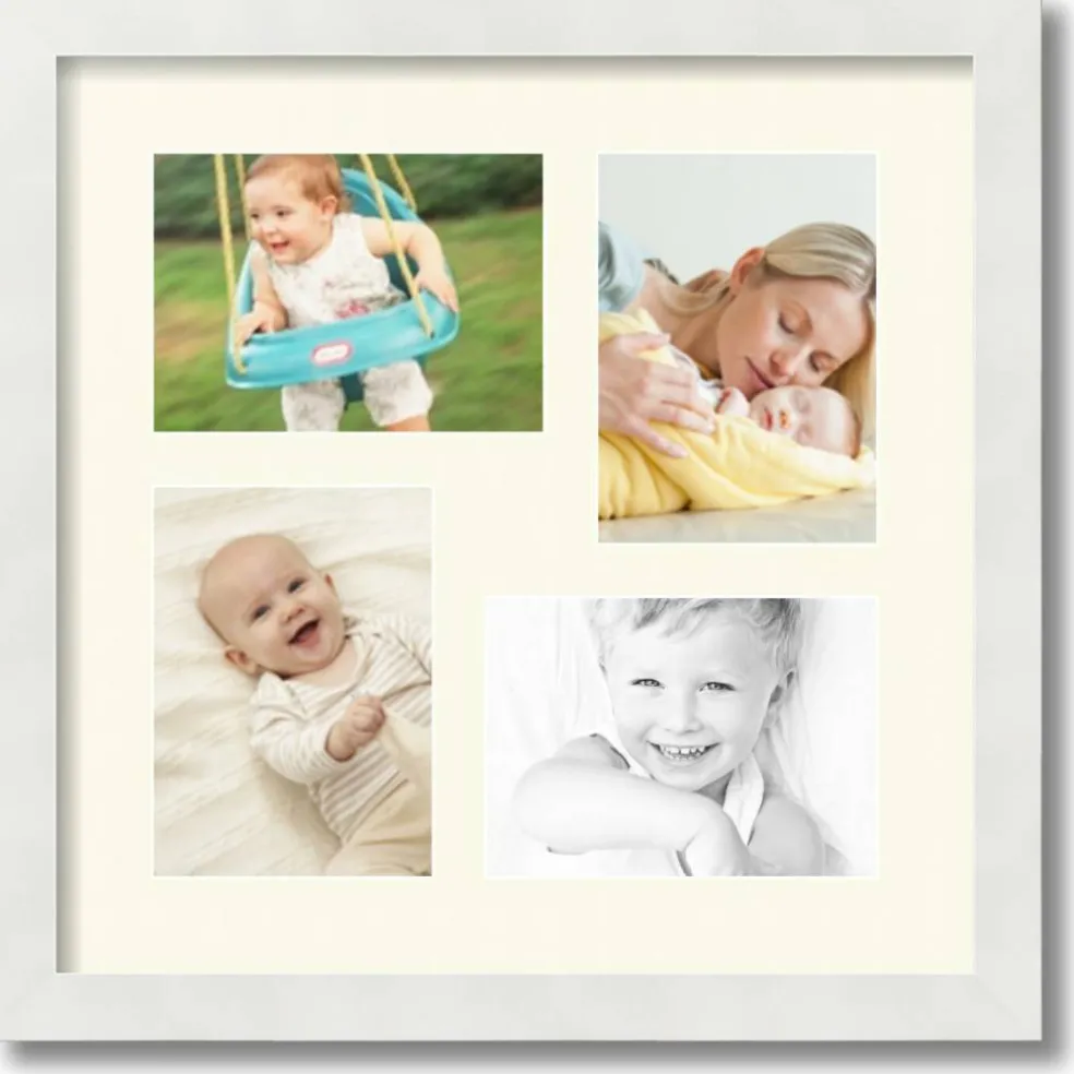 ArtToFrames Collage Photo Picture Frame with 4 - 5x7 inch Openings, Framed in White with Over 62 Mat Color Options and Plexi Glass (CSM-3966-179)