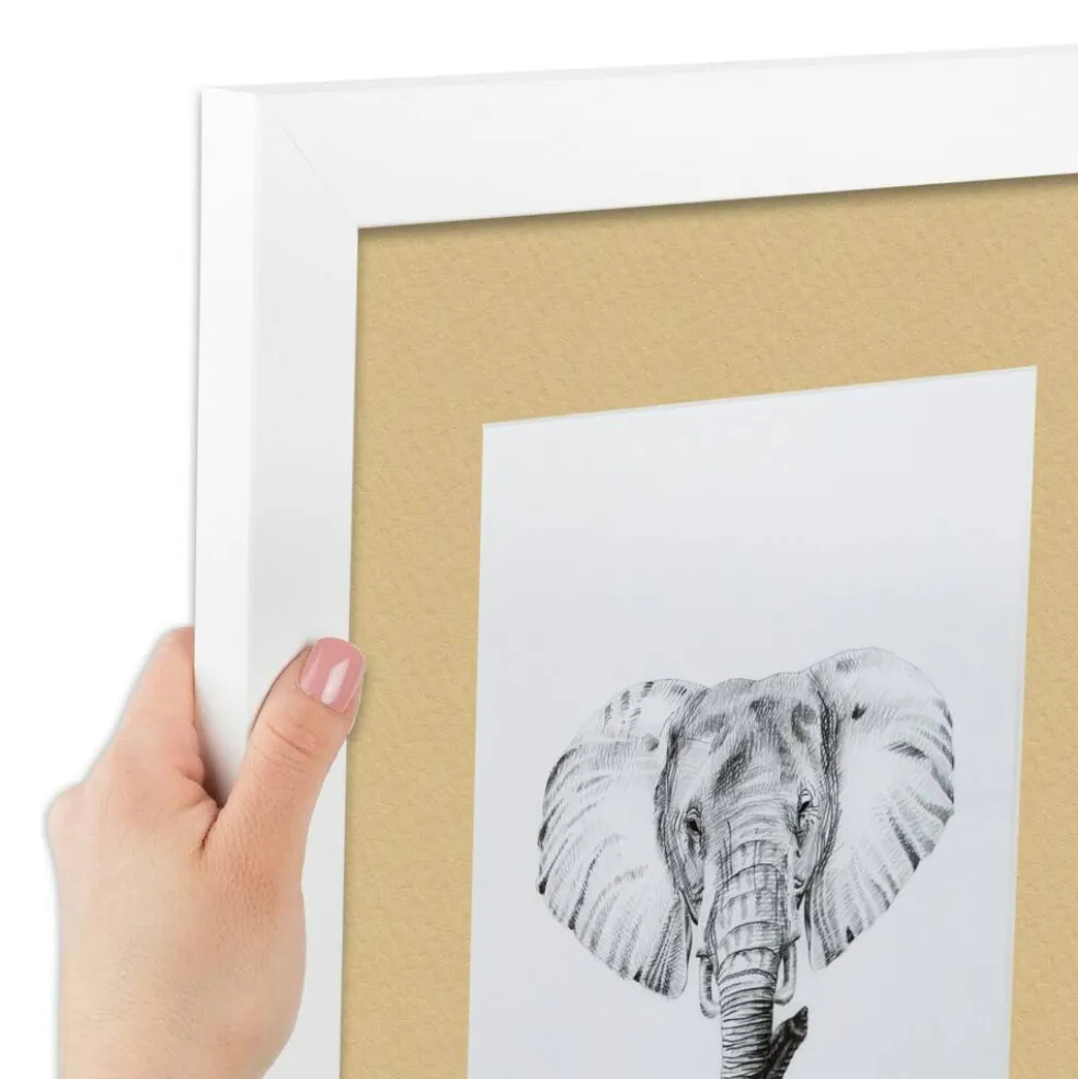 ArtToFrames Collage Photo Picture Frame with 4 - 5x7 inch Openings, Framed in White with Over 62 Mat Color Options and Plexi Glass (CSM-3966-179)