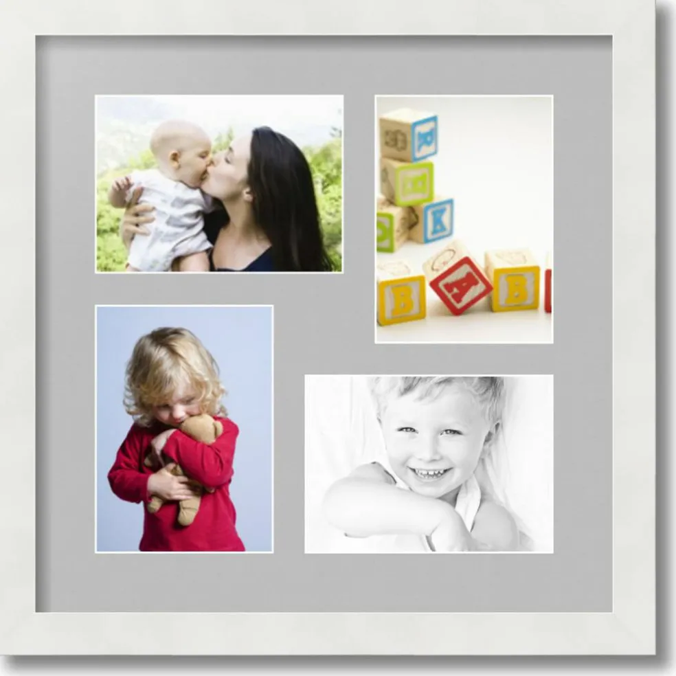 ArtToFrames Collage Photo Picture Frame with 4 - 5x7 inch Openings, Framed in White with Over 62 Mat Color Options and Plexi Glass (CSM-3966-179)