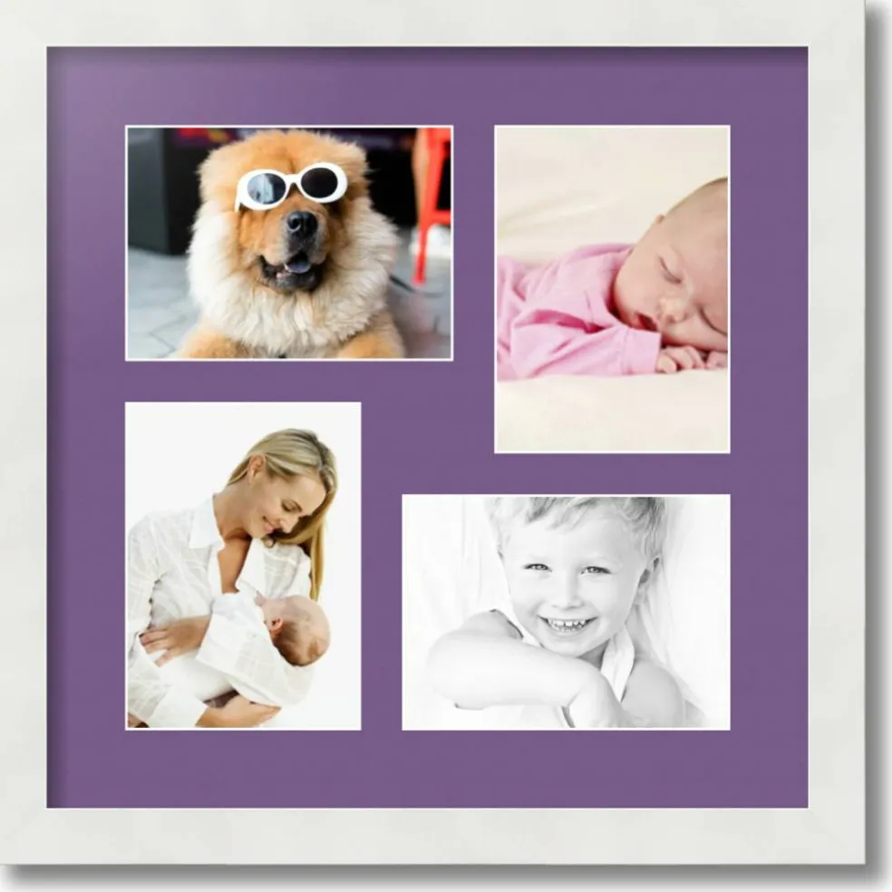ArtToFrames Collage Photo Picture Frame with 4 - 5x7 inch Openings, Framed in White with Over 62 Mat Color Options and Plexi Glass (CSM-3966-179)