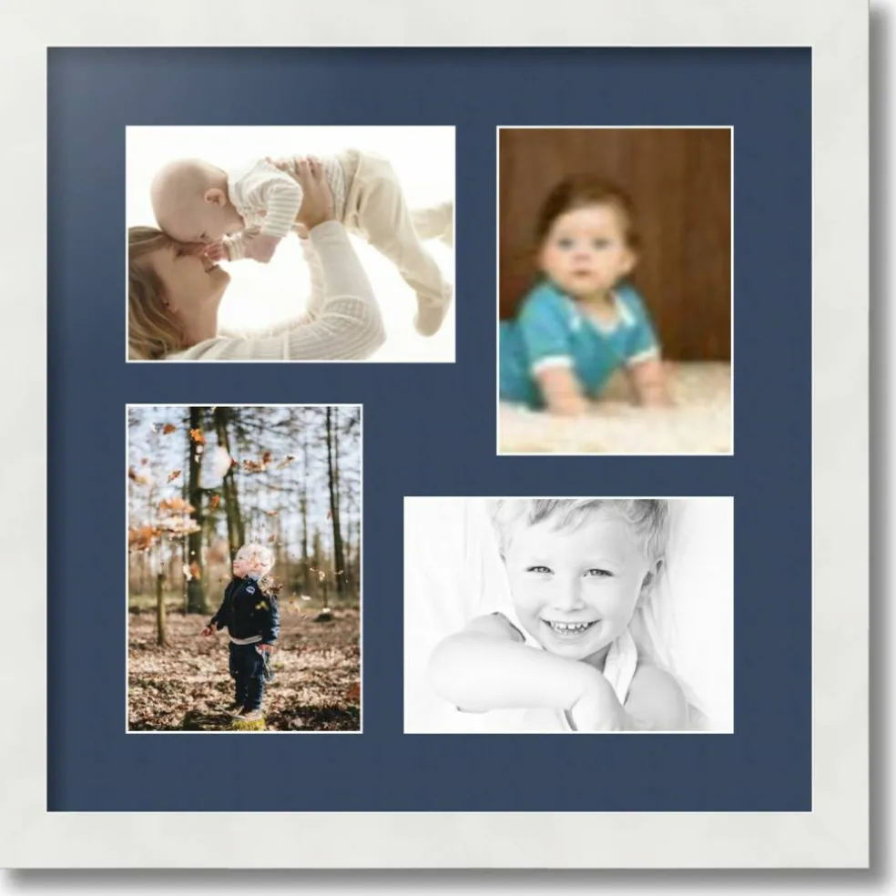 ArtToFrames Collage Photo Picture Frame with 4 - 5x7 inch Openings, Framed in White with Over 62 Mat Color Options and Plexi Glass (CSM-3966-179)