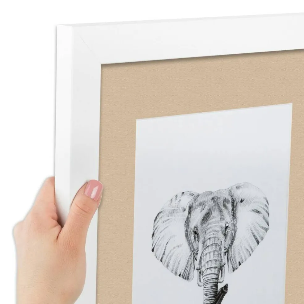 ArtToFrames Collage Photo Picture Frame with 4 - 5x7 inch Openings, Framed in White with Over 62 Mat Color Options and Plexi Glass (CSM-3966-179)