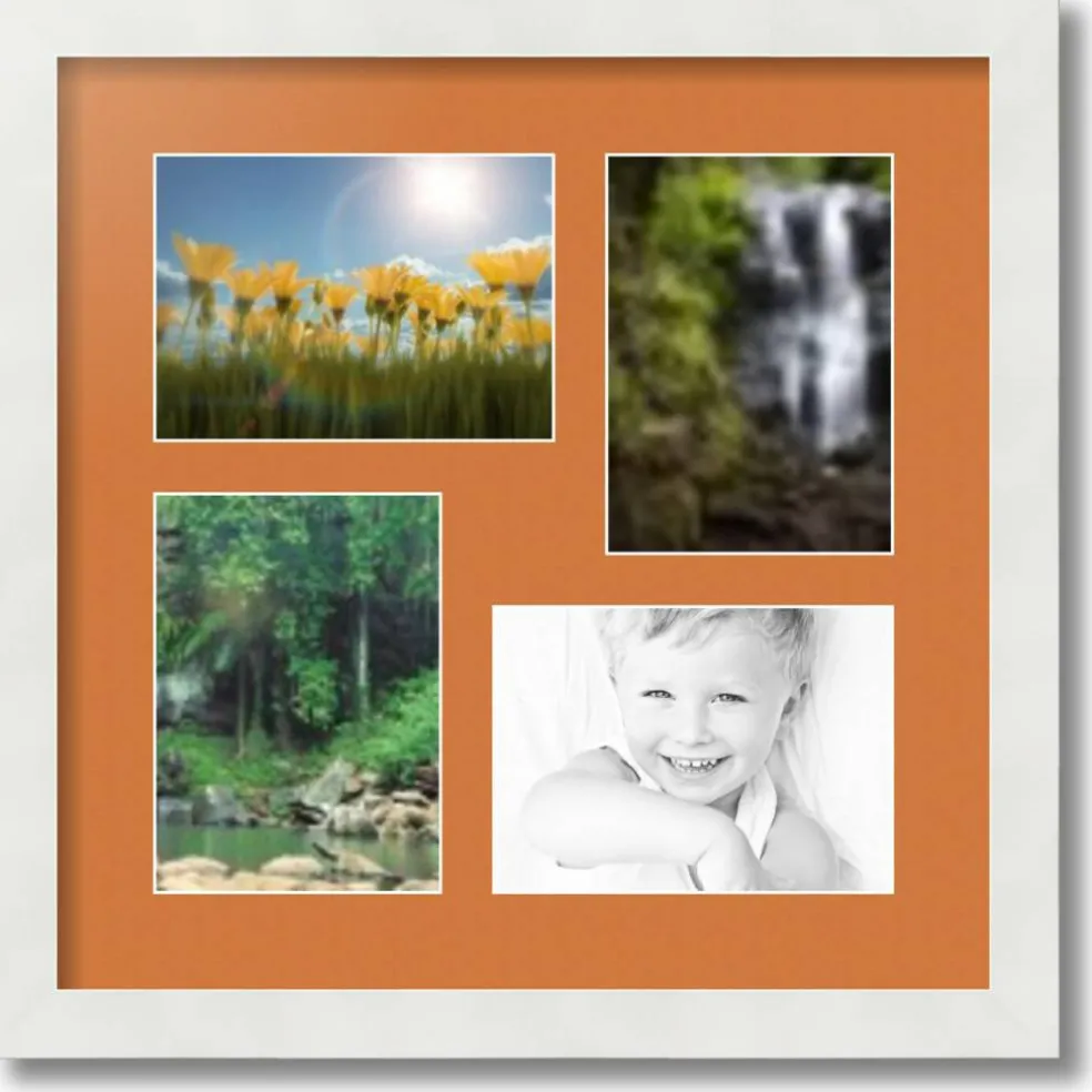 ArtToFrames Collage Photo Picture Frame with 4 - 5x7 inch Openings, Framed in White with Over 62 Mat Color Options and Plexi Glass (CSM-3966-179)
