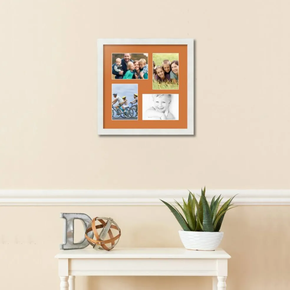 ArtToFrames Collage Photo Picture Frame with 4 - 5x7 inch Openings, Framed in White with Over 62 Mat Color Options and Plexi Glass (CSM-3966-179)