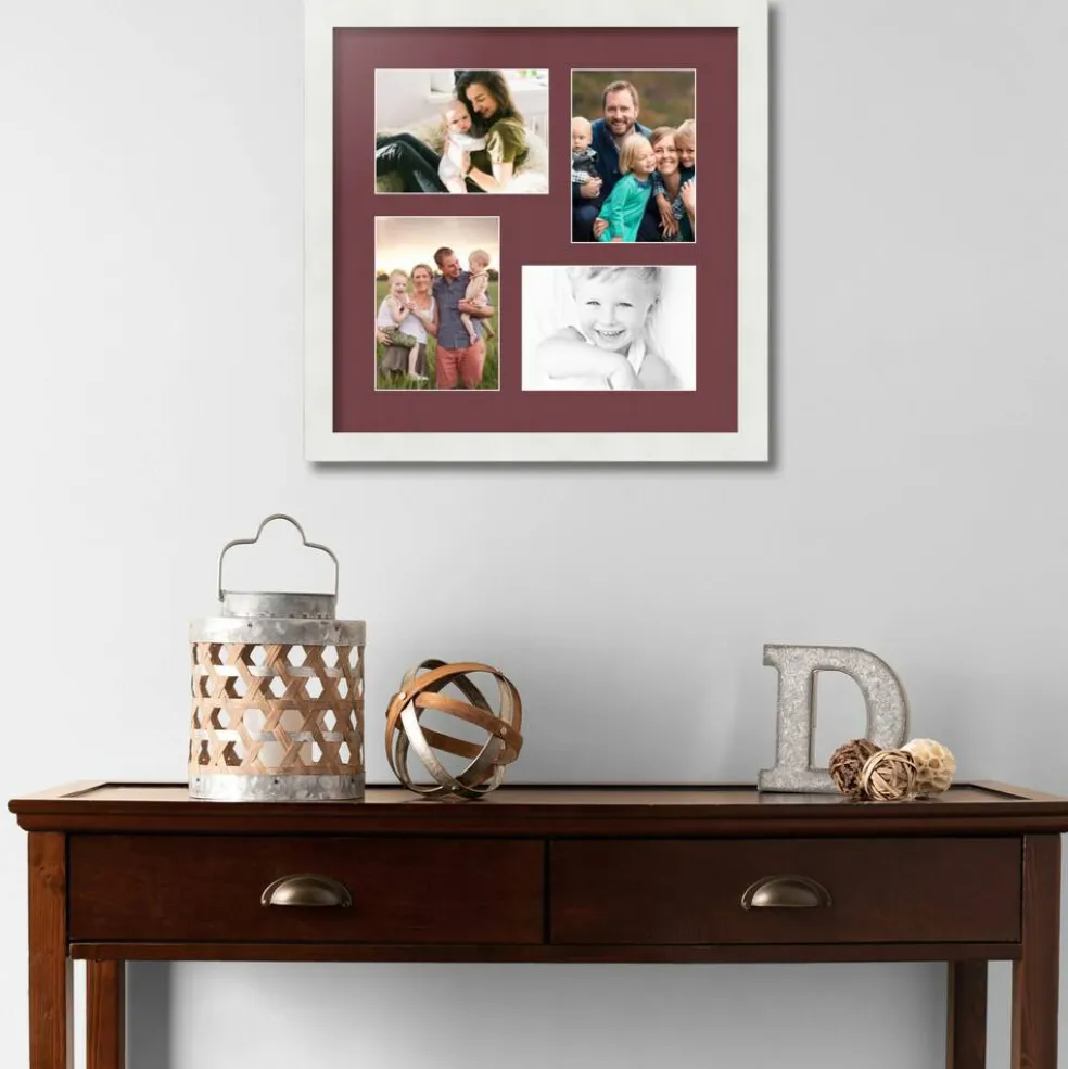 ArtToFrames Collage Photo Picture Frame with 4 - 5x7 inch Openings, Framed in White with Over 62 Mat Color Options and Plexi Glass (CSM-3966-179)
