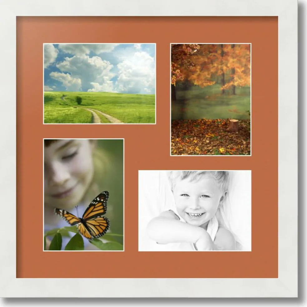 ArtToFrames Collage Photo Picture Frame with 4 - 5x7 inch Openings, Framed in White with Over 62 Mat Color Options and Plexi Glass (CSM-3966-179)