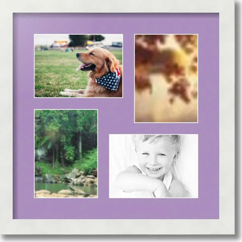 ArtToFrames Collage Photo Picture Frame with 4 - 5x7 inch Openings, Framed in White with Over 62 Mat Color Options and Plexi Glass (CSM-3966-179)
