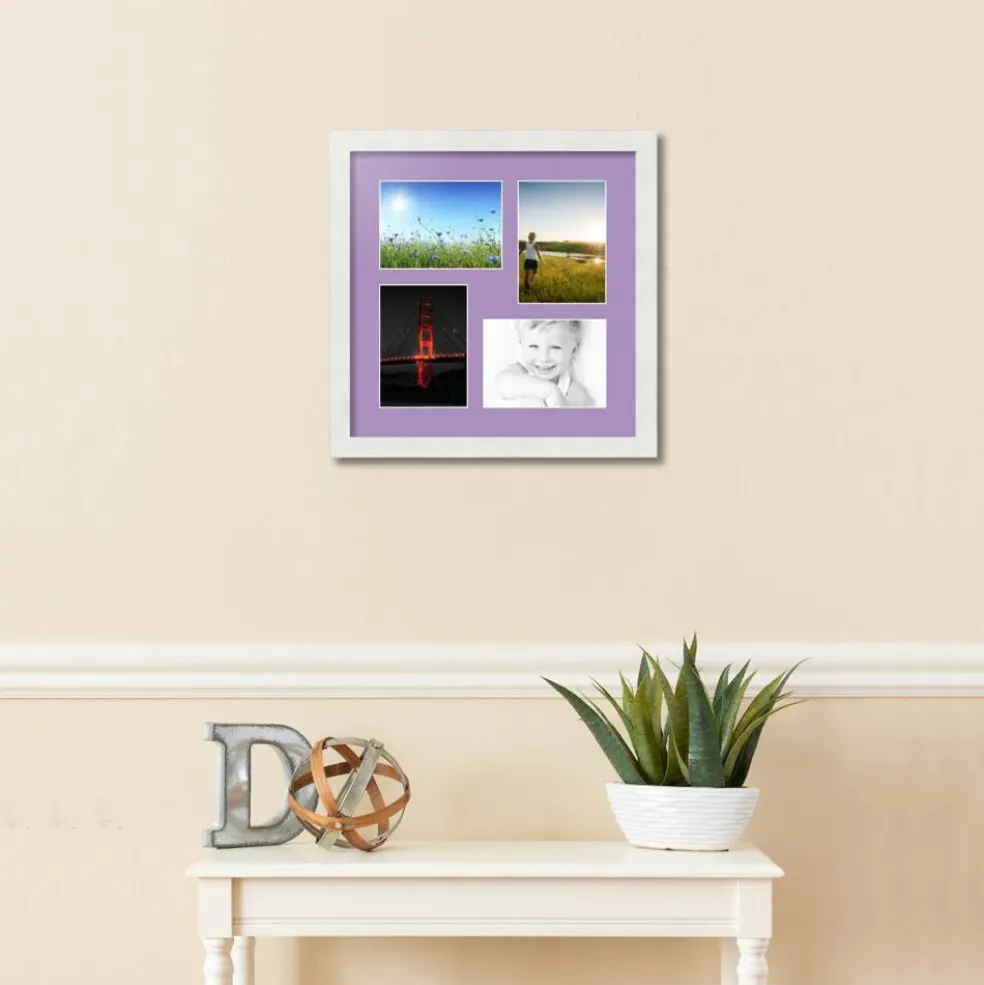 ArtToFrames Collage Photo Picture Frame with 4 - 5x7 inch Openings, Framed in White with Over 62 Mat Color Options and Plexi Glass (CSM-3966-179)