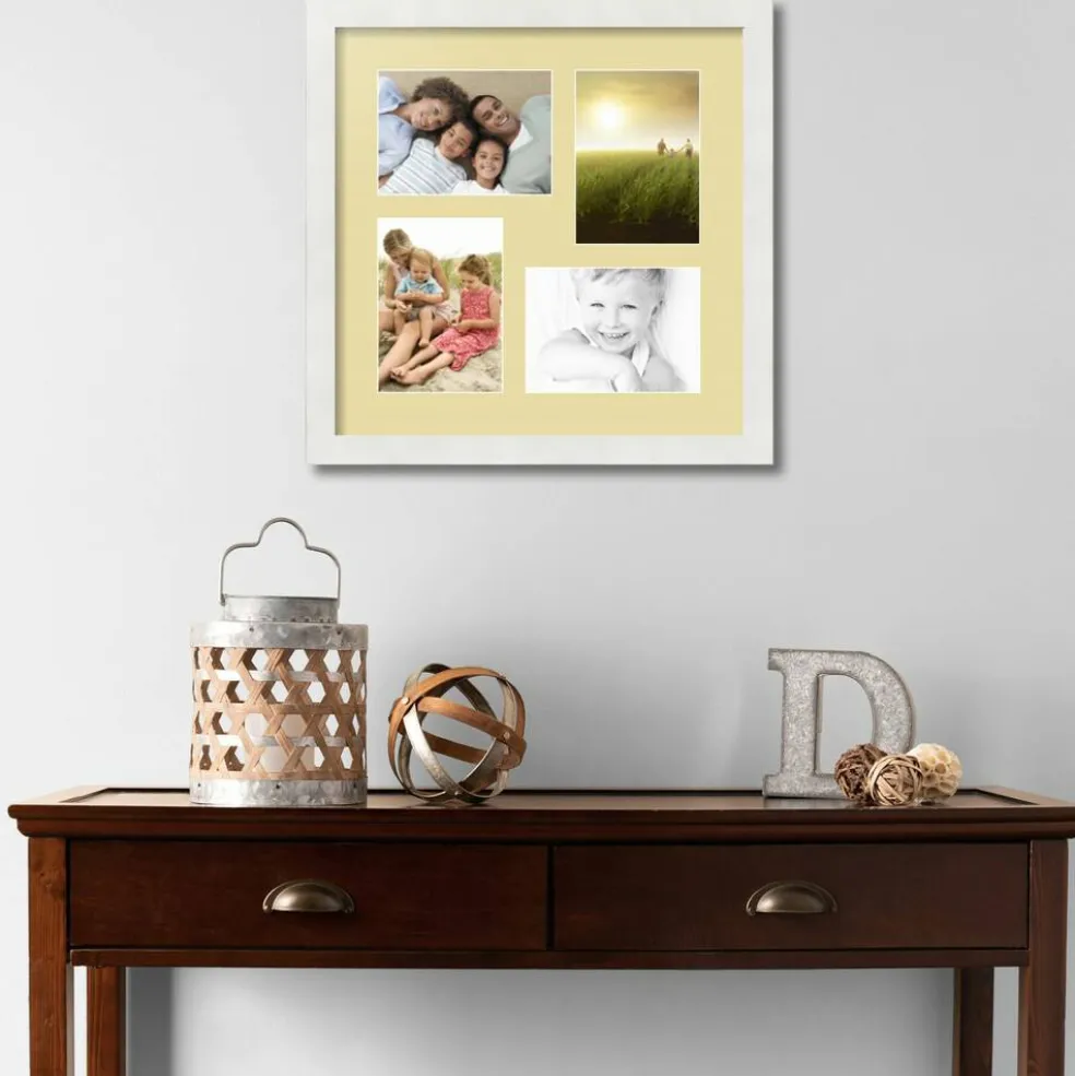 ArtToFrames Collage Photo Picture Frame with 4 - 5x7 inch Openings, Framed in White with Over 62 Mat Color Options and Plexi Glass (CSM-3966-179)