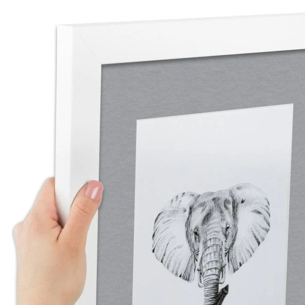 ArtToFrames Collage Photo Picture Frame with 4 - 5x7 inch Openings, Framed in White with Over 62 Mat Color Options and Plexi Glass (CSM-3966-179)