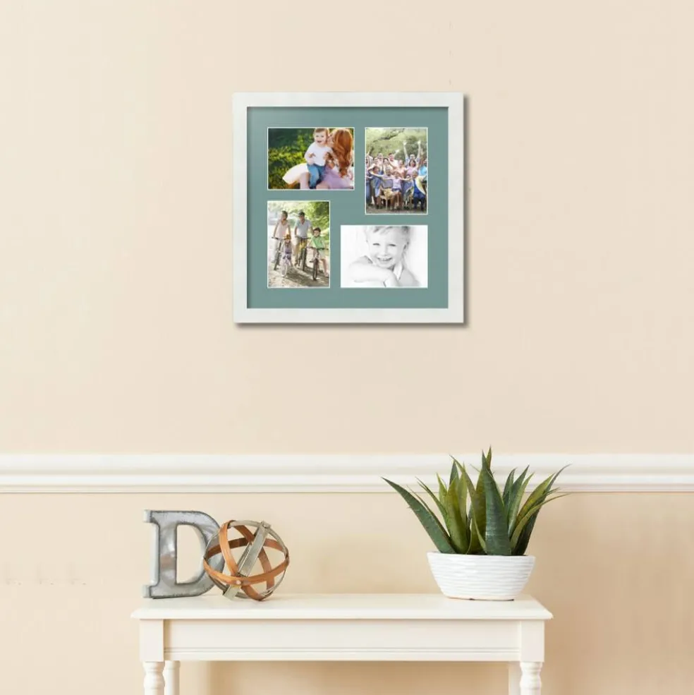ArtToFrames Collage Photo Picture Frame with 4 - 5x7 inch Openings, Framed in White with Over 62 Mat Color Options and Plexi Glass (CSM-3966-179)