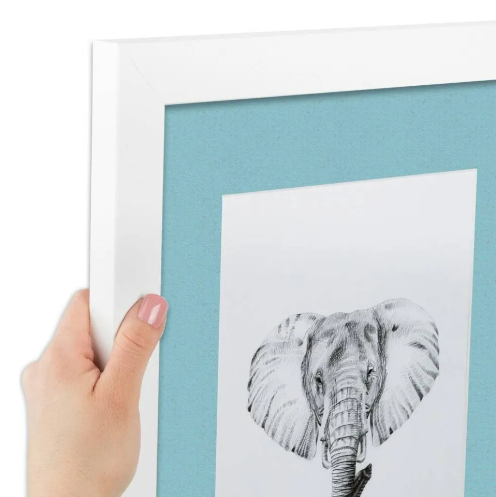 ArtToFrames Collage Photo Picture Frame with 4 - 5x7 inch Openings, Framed in White with Over 62 Mat Color Options and Plexi Glass (CSM-3966-179)