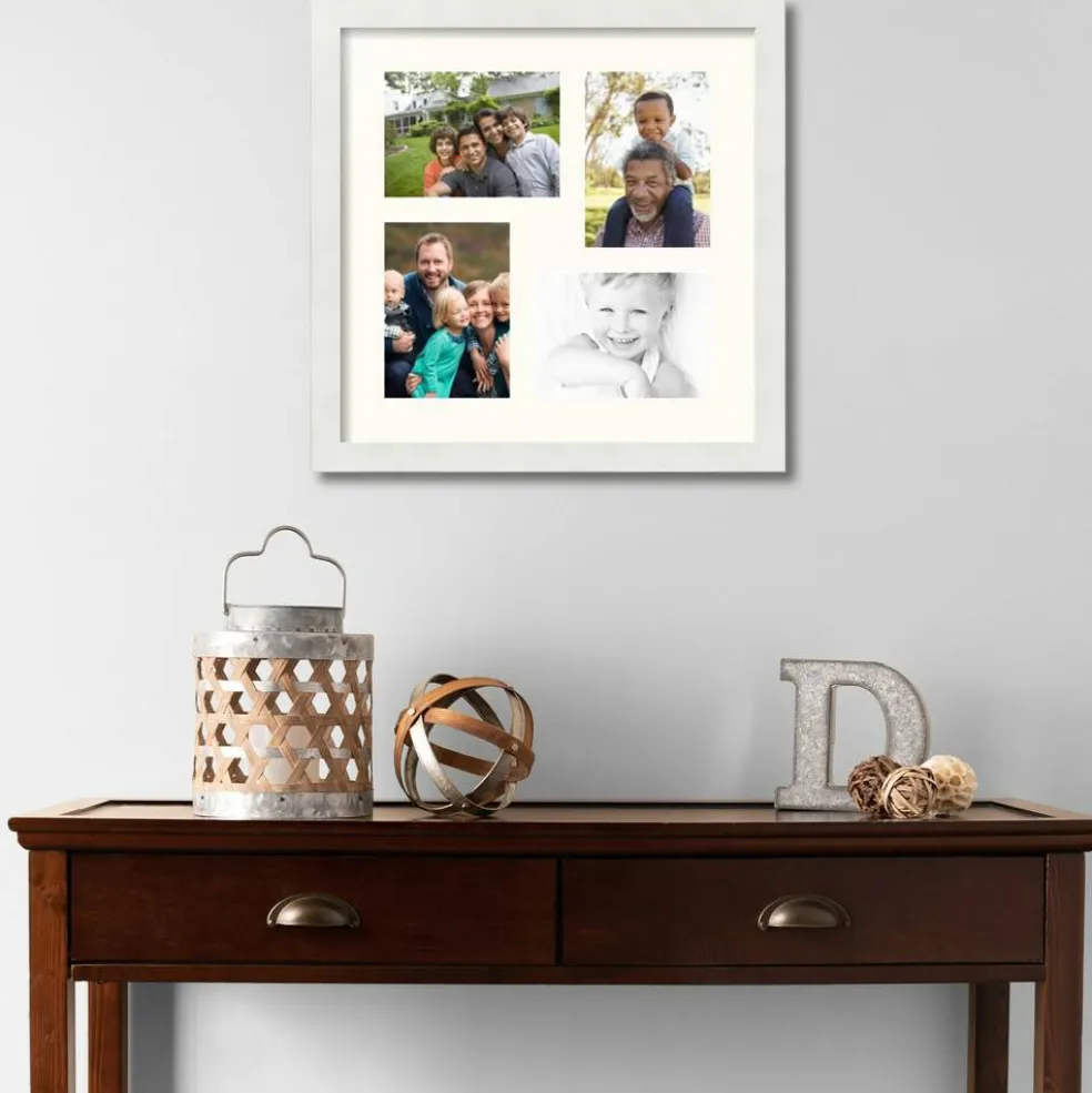 ArtToFrames Collage Photo Picture Frame with 4 - 5x7 inch Openings, Framed in White with Over 62 Mat Color Options and Plexi Glass (CSM-3966-179)