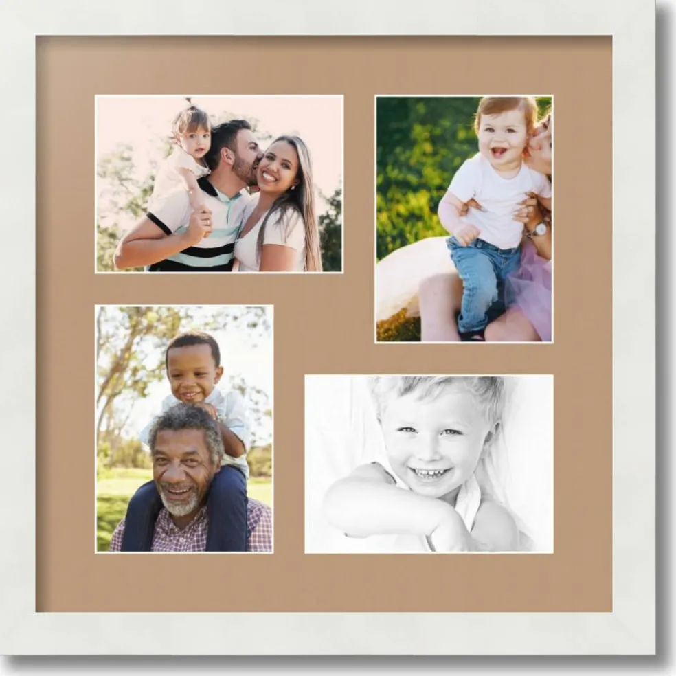ArtToFrames Collage Photo Picture Frame with 4 - 5x7 inch Openings, Framed in White with Over 62 Mat Color Options and Plexi Glass (CSM-3966-179)