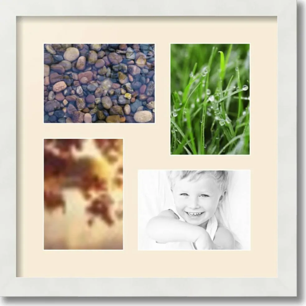 ArtToFrames Collage Photo Picture Frame with 4 - 5x7 inch Openings, Framed in White with Over 62 Mat Color Options and Plexi Glass (CSM-3966-179)