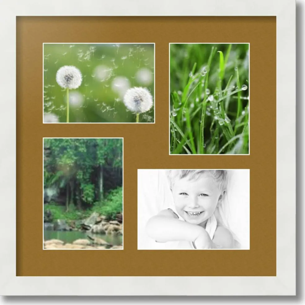 ArtToFrames Collage Photo Picture Frame with 4 - 5x7 inch Openings, Framed in White with Over 62 Mat Color Options and Plexi Glass (CSM-3966-179)