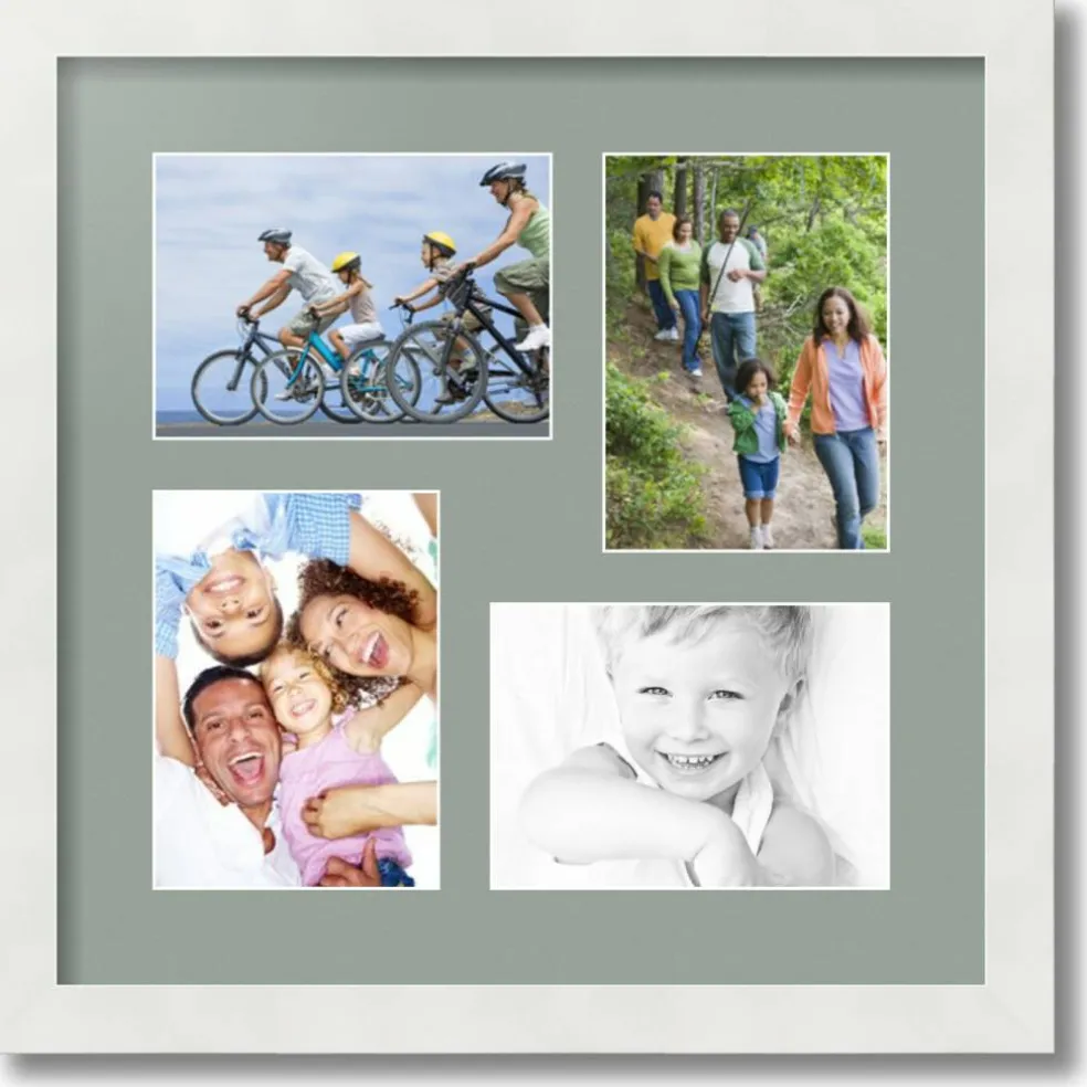 ArtToFrames Collage Photo Picture Frame with 4 - 5x7 inch Openings, Framed in White with Over 62 Mat Color Options and Plexi Glass (CSM-3966-179)