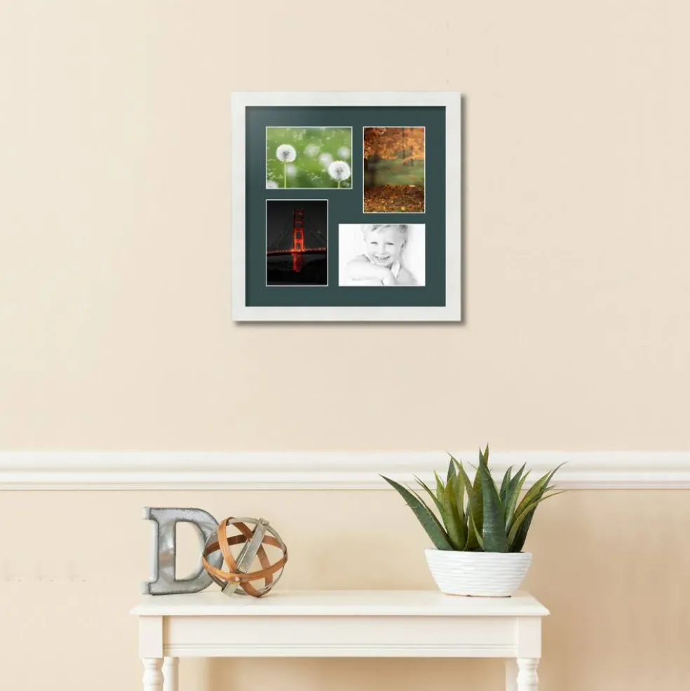 ArtToFrames Collage Photo Picture Frame with 4 - 5x7 inch Openings, Framed in White with Over 62 Mat Color Options and Plexi Glass (CSM-3966-179)