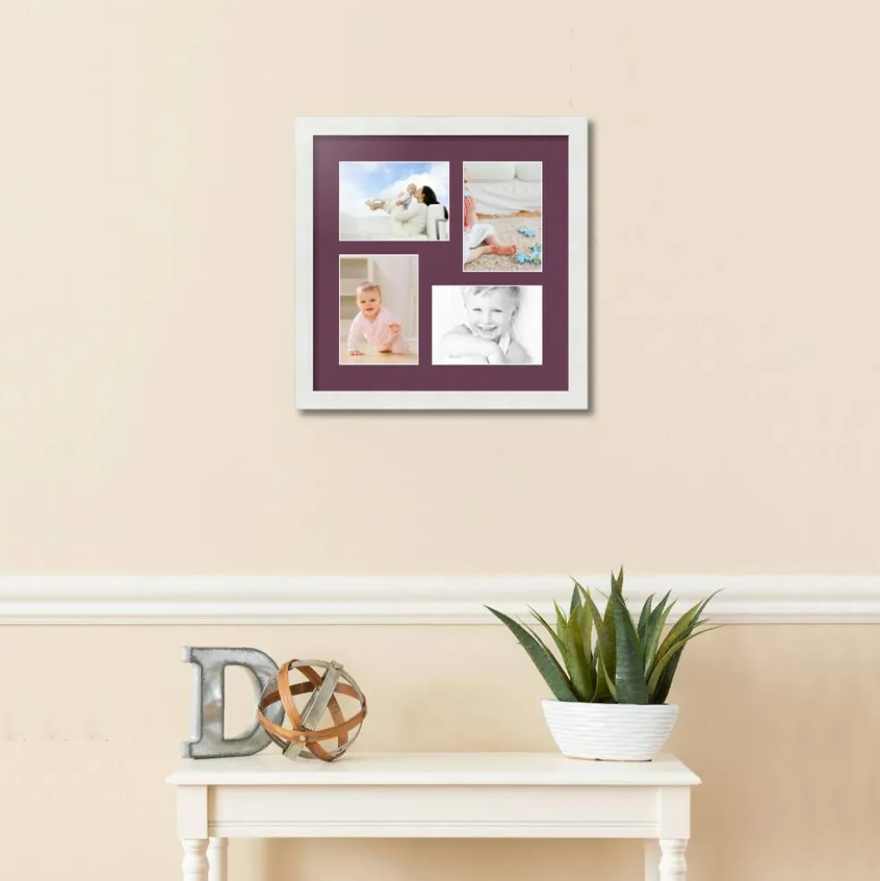 ArtToFrames Collage Photo Picture Frame with 4 - 5x7 inch Openings, Framed in White with Over 62 Mat Color Options and Plexi Glass (CSM-3966-179)