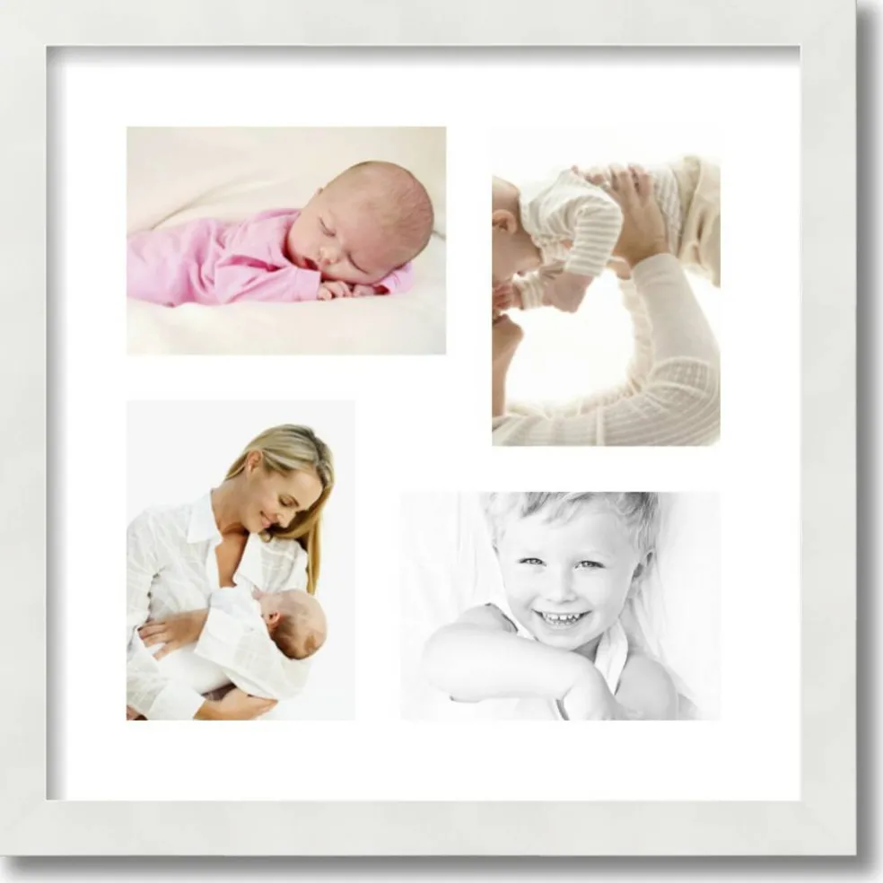 ArtToFrames Collage Photo Picture Frame with 4 - 5x7 inch Openings, Framed in White with Over 62 Mat Color Options and Plexi Glass (CSM-3966-179)