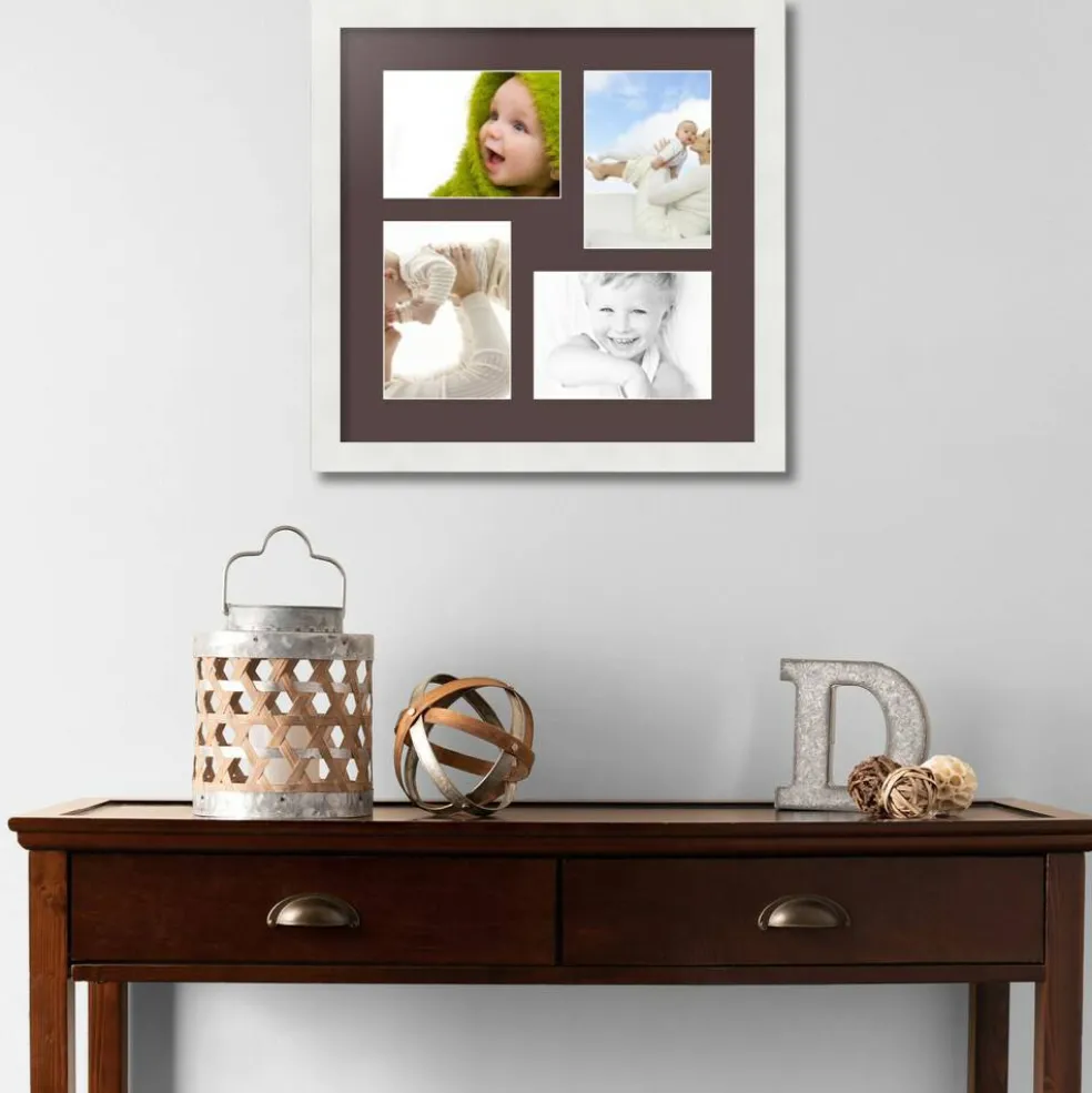 ArtToFrames Collage Photo Picture Frame with 4 - 5x7 inch Openings, Framed in White with Over 62 Mat Color Options and Plexi Glass (CSM-3966-179)