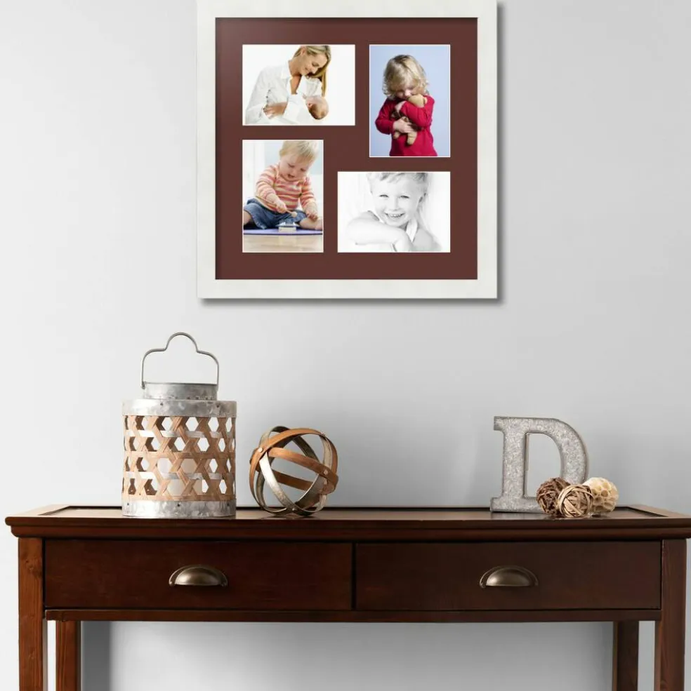 ArtToFrames Collage Photo Picture Frame with 4 - 5x7 inch Openings, Framed in White with Over 62 Mat Color Options and Plexi Glass (CSM-3966-179)