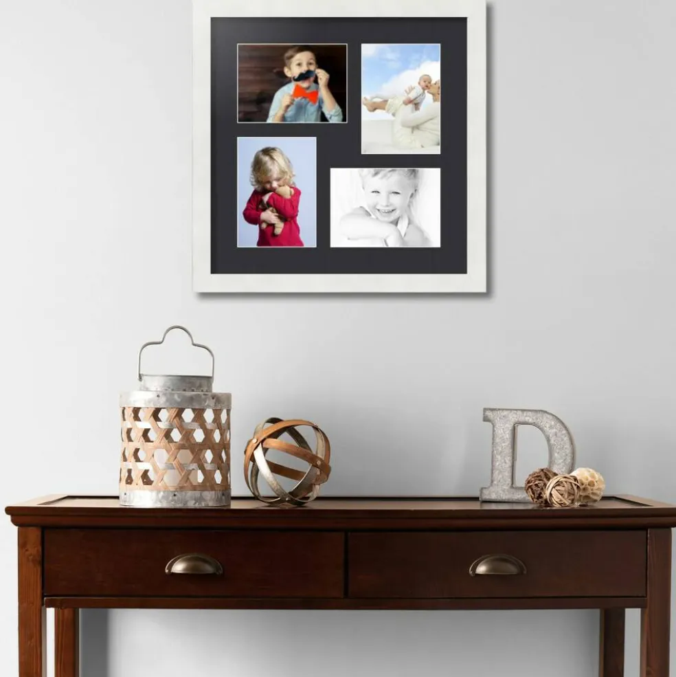 ArtToFrames Collage Photo Picture Frame with 4 - 5x7 inch Openings, Framed in White with Over 62 Mat Color Options and Plexi Glass (CSM-3966-179)
