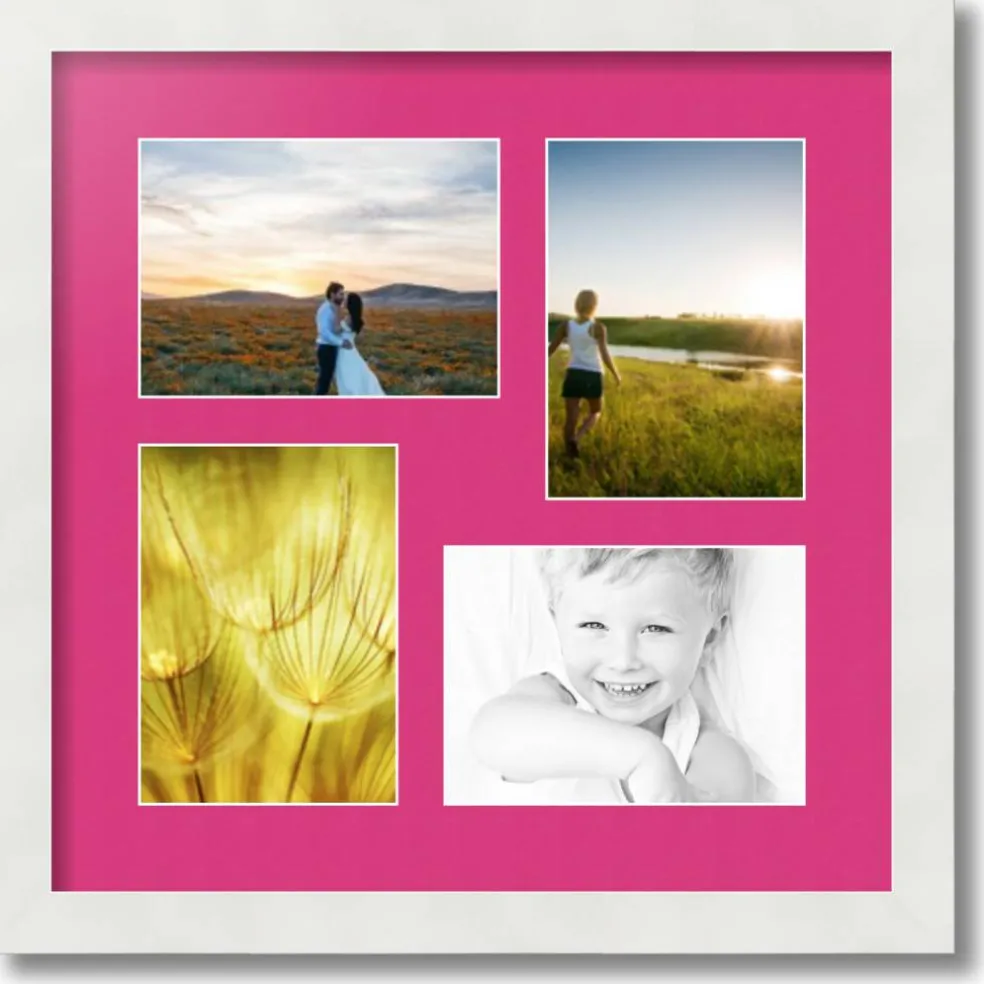 ArtToFrames Collage Photo Picture Frame with 4 - 5x7 inch Openings, Framed in White with Over 62 Mat Color Options and Plexi Glass (CSM-3966-179)
