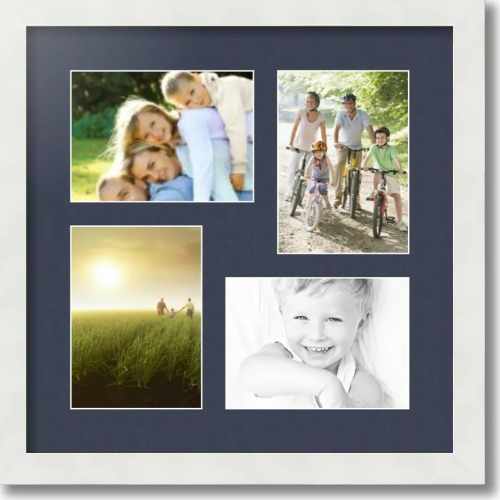ArtToFrames Collage Photo Picture Frame with 4 - 5x7 inch Openings, Framed in White with Over 62 Mat Color Options and Plexi Glass (CSM-3966-179)
