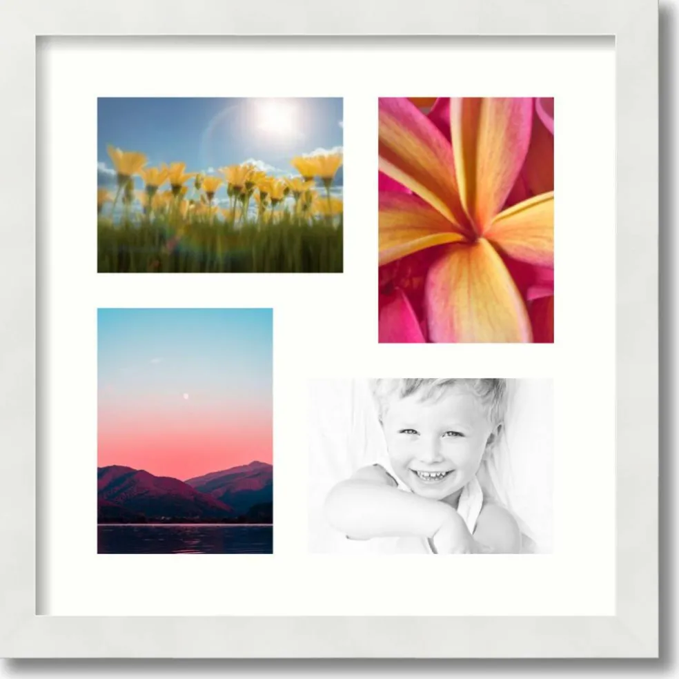 ArtToFrames Collage Photo Picture Frame with 4 - 5x7 inch Openings, Framed in White with Over 62 Mat Color Options and Plexi Glass (CSM-3966-179)