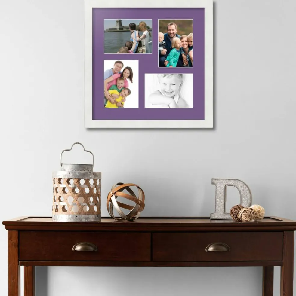 ArtToFrames Collage Photo Picture Frame with 4 - 5x7 inch Openings, Framed in White with Over 62 Mat Color Options and Plexi Glass (CSM-3966-179)