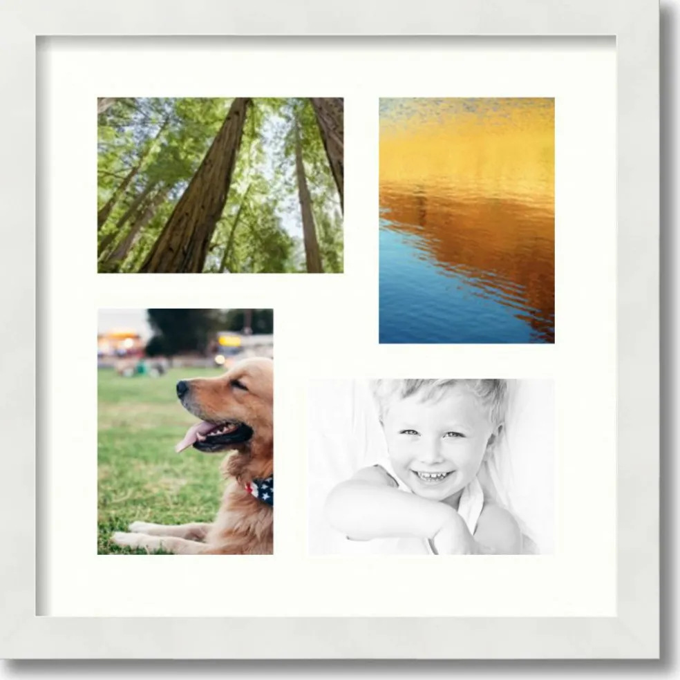 ArtToFrames Collage Photo Picture Frame with 4 - 5x7 inch Openings, Framed in White with Over 62 Mat Color Options and Plexi Glass (CSM-3966-179)