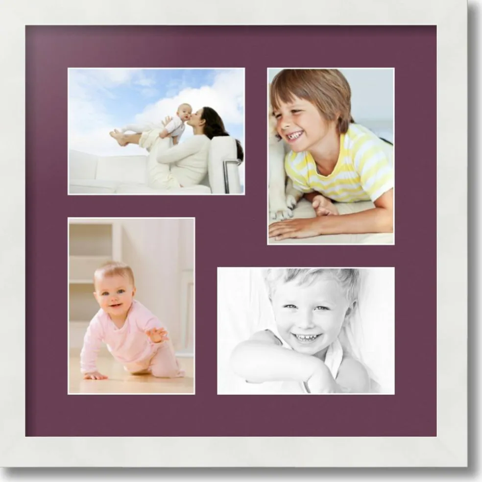 ArtToFrames Collage Photo Picture Frame with 4 - 5x7 inch Openings, Framed in White with Over 62 Mat Color Options and Plexi Glass (CSM-3966-179)