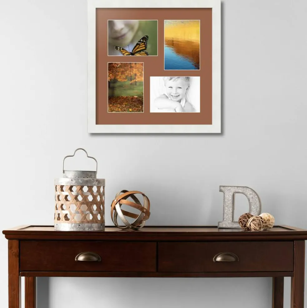 ArtToFrames Collage Photo Picture Frame with 4 - 5x7 inch Openings, Framed in White with Over 62 Mat Color Options and Plexi Glass (CSM-3966-179)