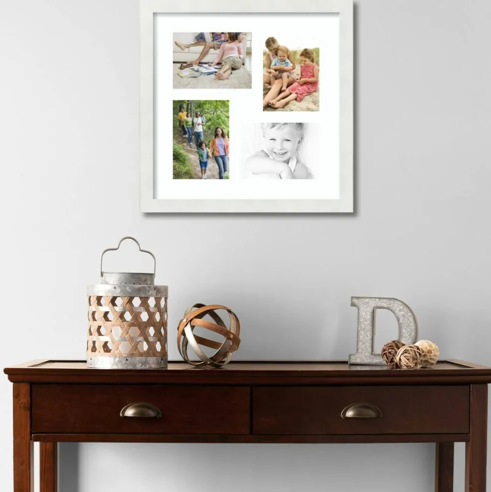 ArtToFrames Collage Photo Picture Frame with 4 - 5x7 inch Openings, Framed in White with Over 62 Mat Color Options and Plexi Glass (CSM-3966-179)