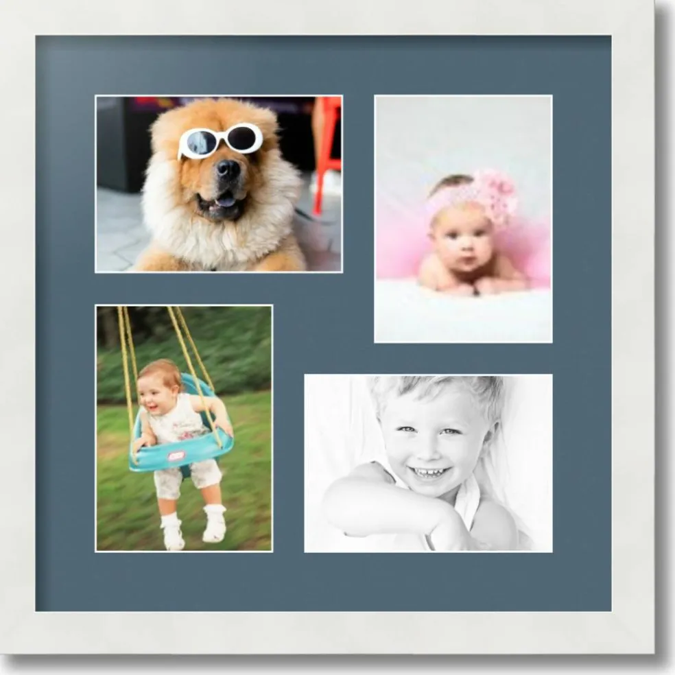 ArtToFrames Collage Photo Picture Frame with 4 - 5x7 inch Openings, Framed in White with Over 62 Mat Color Options and Plexi Glass (CSM-3966-179)