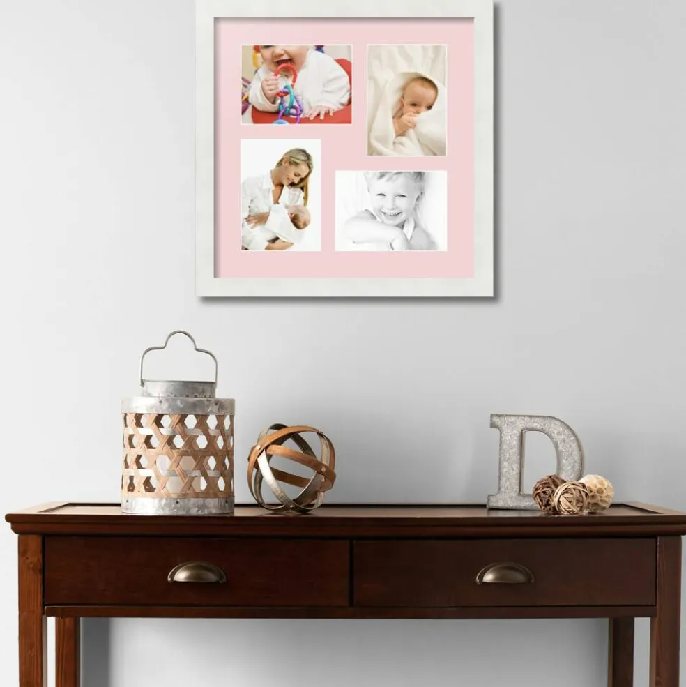 ArtToFrames Collage Photo Picture Frame with 4 - 5x7 inch Openings, Framed in White with Over 62 Mat Color Options and Plexi Glass (CSM-3966-179)