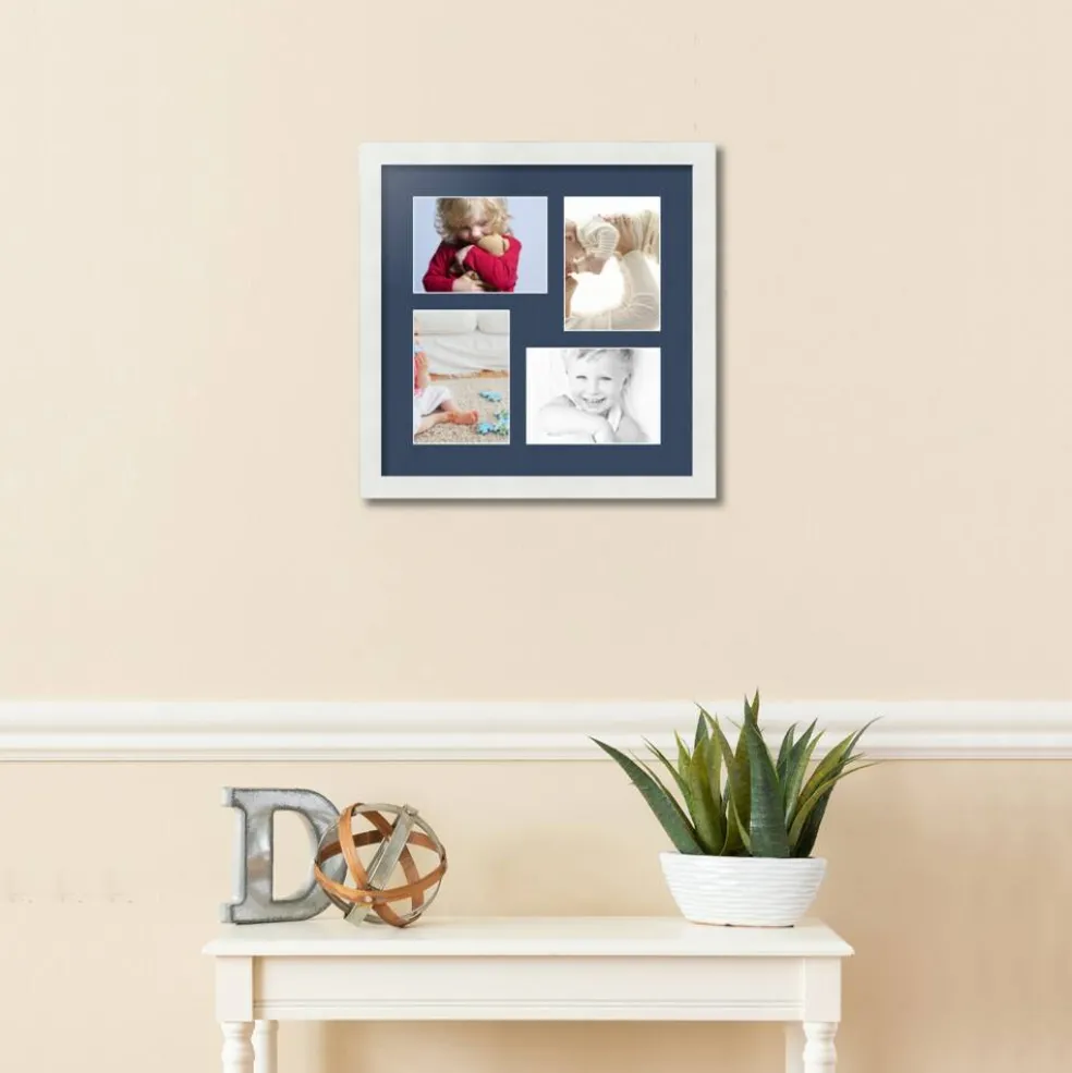 ArtToFrames Collage Photo Picture Frame with 4 - 5x7 inch Openings, Framed in White with Over 62 Mat Color Options and Plexi Glass (CSM-3966-179)