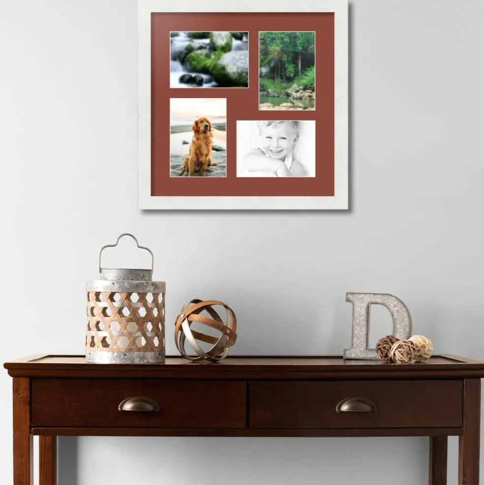ArtToFrames Collage Photo Picture Frame with 4 - 5x7 inch Openings, Framed in White with Over 62 Mat Color Options and Plexi Glass (CSM-3966-179)