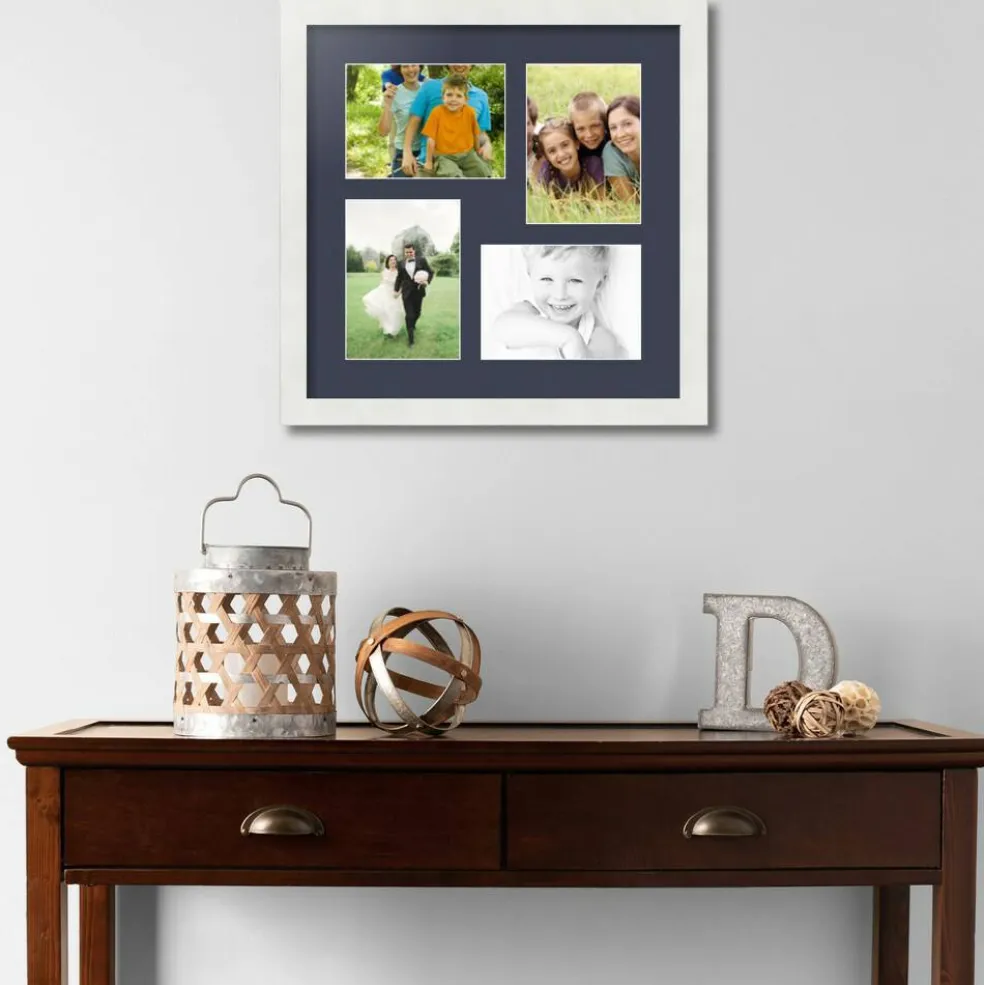 ArtToFrames Collage Photo Picture Frame with 4 - 5x7 inch Openings, Framed in White with Over 62 Mat Color Options and Plexi Glass (CSM-3966-179)