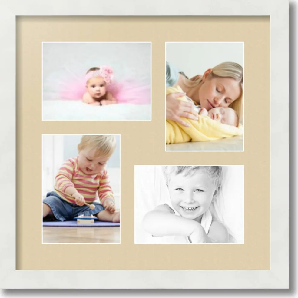 ArtToFrames Collage Photo Picture Frame with 4 - 5x7 inch Openings, Framed in White with Over 62 Mat Color Options and Plexi Glass (CSM-3966-179)